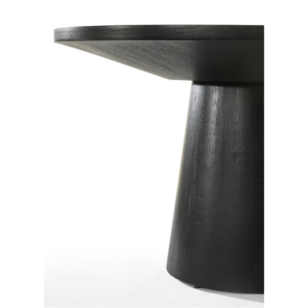 Ebony Black 22-inch Round Wood-Grain End Table V632