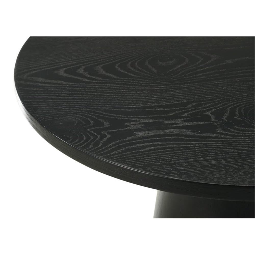 Ebony Black 22-inch Round Wood-Grain End Table V632