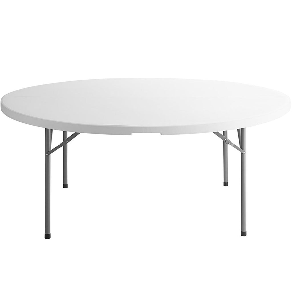 72" Round White Plastic Folding Table D5257