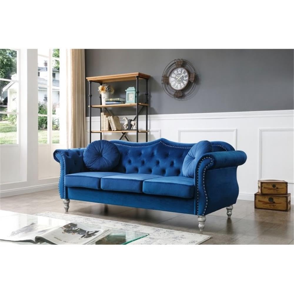 Navy Blue Velvet Sofa C1823