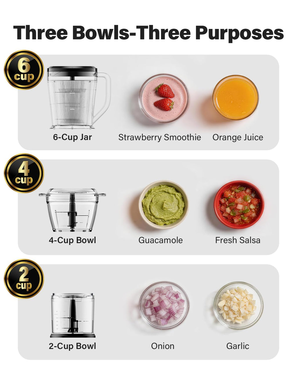 3-in-1 Small Food Processor Blender 400W with 6-Cup Jar G760911