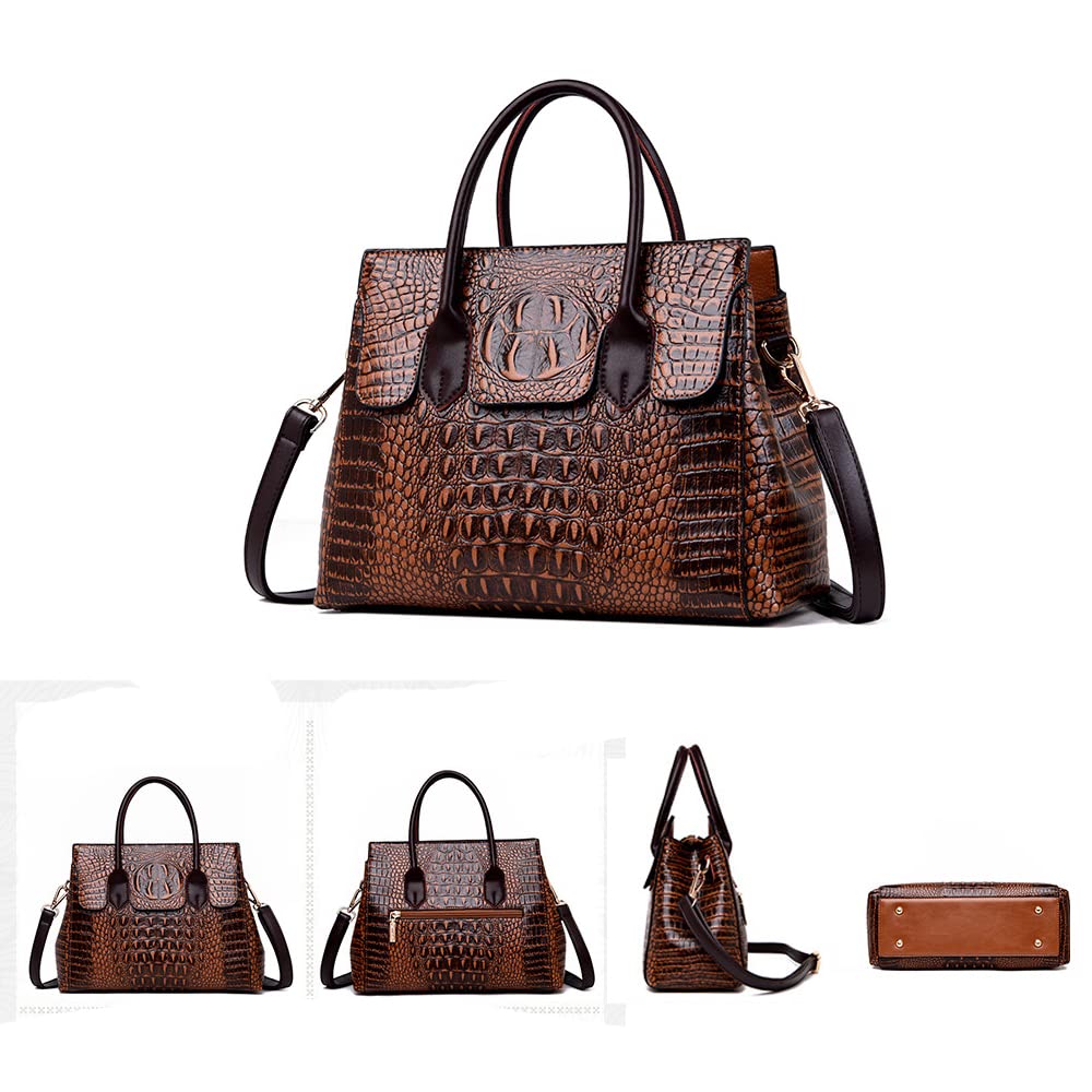 Embossed Faux Leather Satchel Handbag H566405