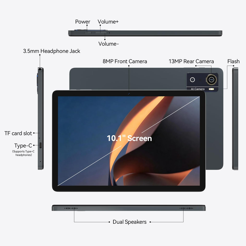 Android 16 Tablet 10.1 Inch 12GB RAM 64GB ROM Octa-Core I5451