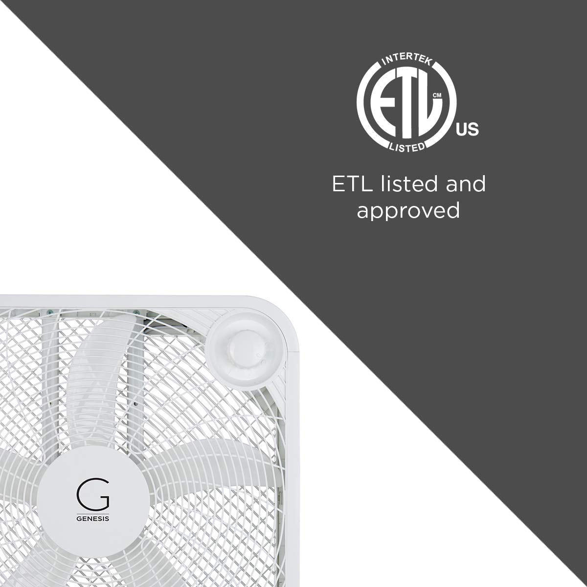 20" Box Fan, 3 Settings, Carry Handle, White L6580