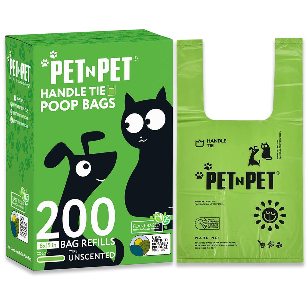 200 Count Unscented Tie Handles Poop Bags E658
