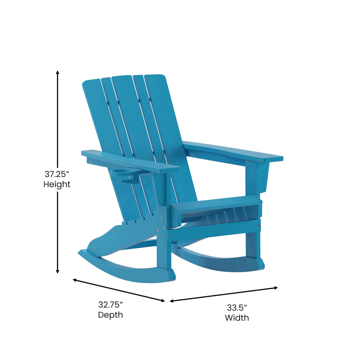 Blue Weather Resistant Poly Resin Adirondack Rocking Chair W268