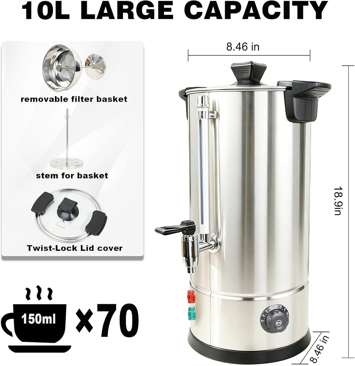 70 Cup Stainless Steel Coffee Urn C378