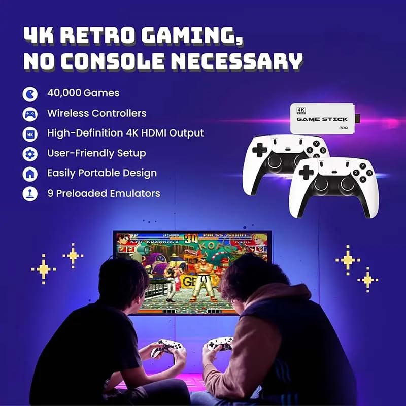 4K Wireless Retro Game Stick with 40000 Games and 26 Emulators H204404