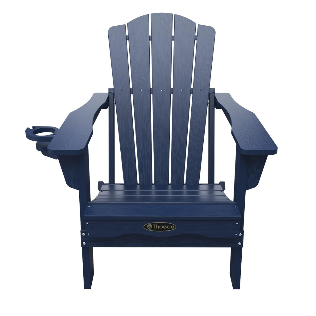Folding Adirondack Chair Set of 2 HDPE All-Weather Outdoor Chair J832019
