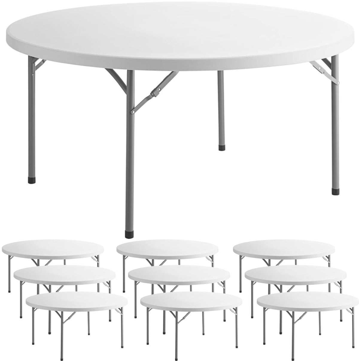 72" Round White Plastic Folding Table D5257
