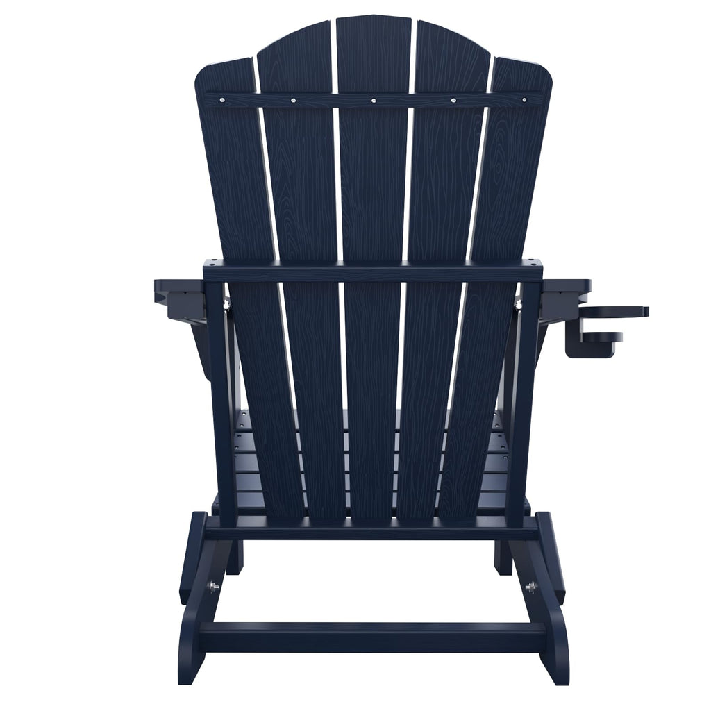 Folding Adirondack Chair Set of 2 HDPE All-Weather Outdoor Chair J832019