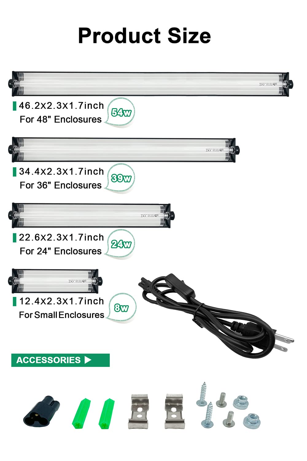 12 Inch 8W T5 10.0 UVB Reptile Light Fixture D813