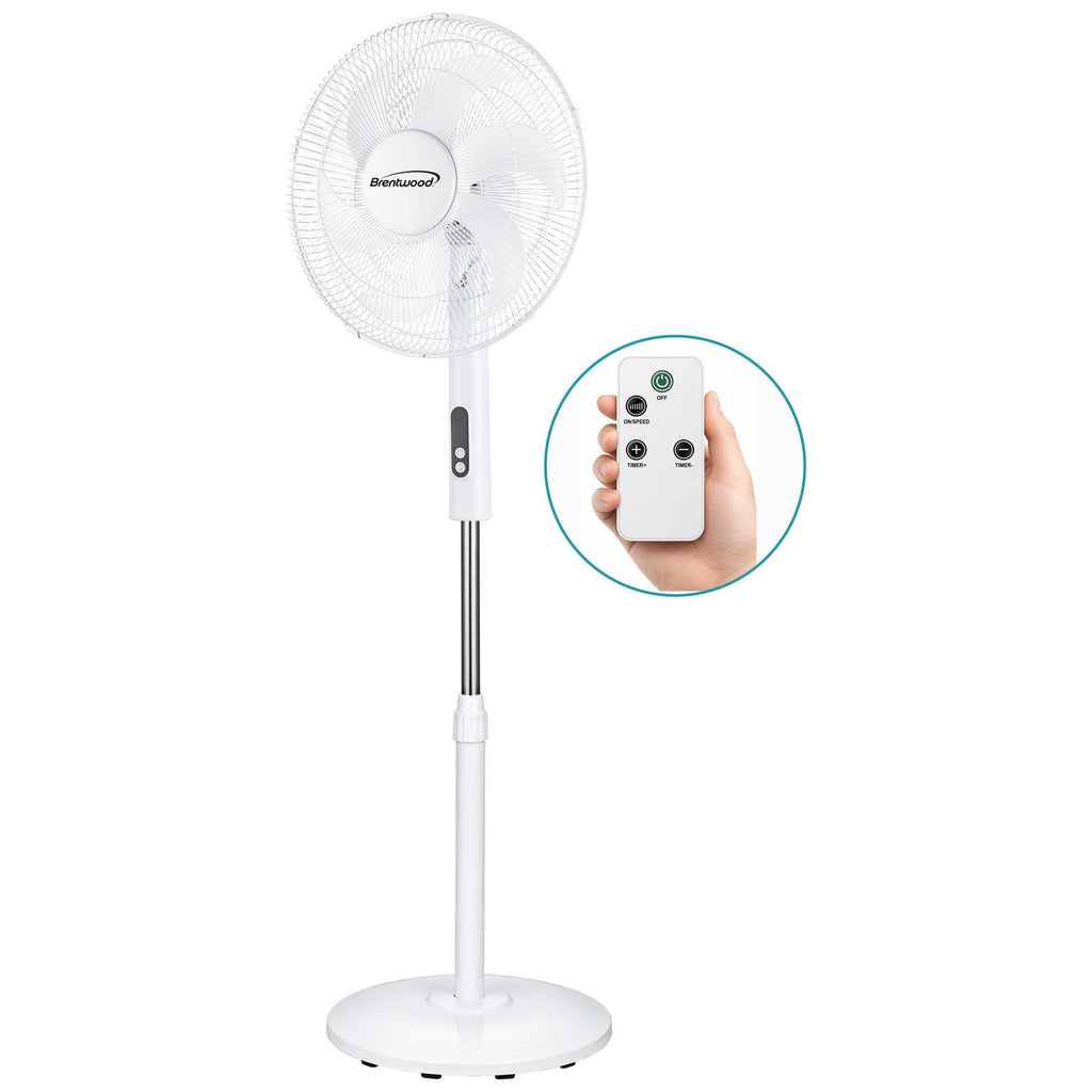 16” Oscillating Stand Fan with Remote, White D323