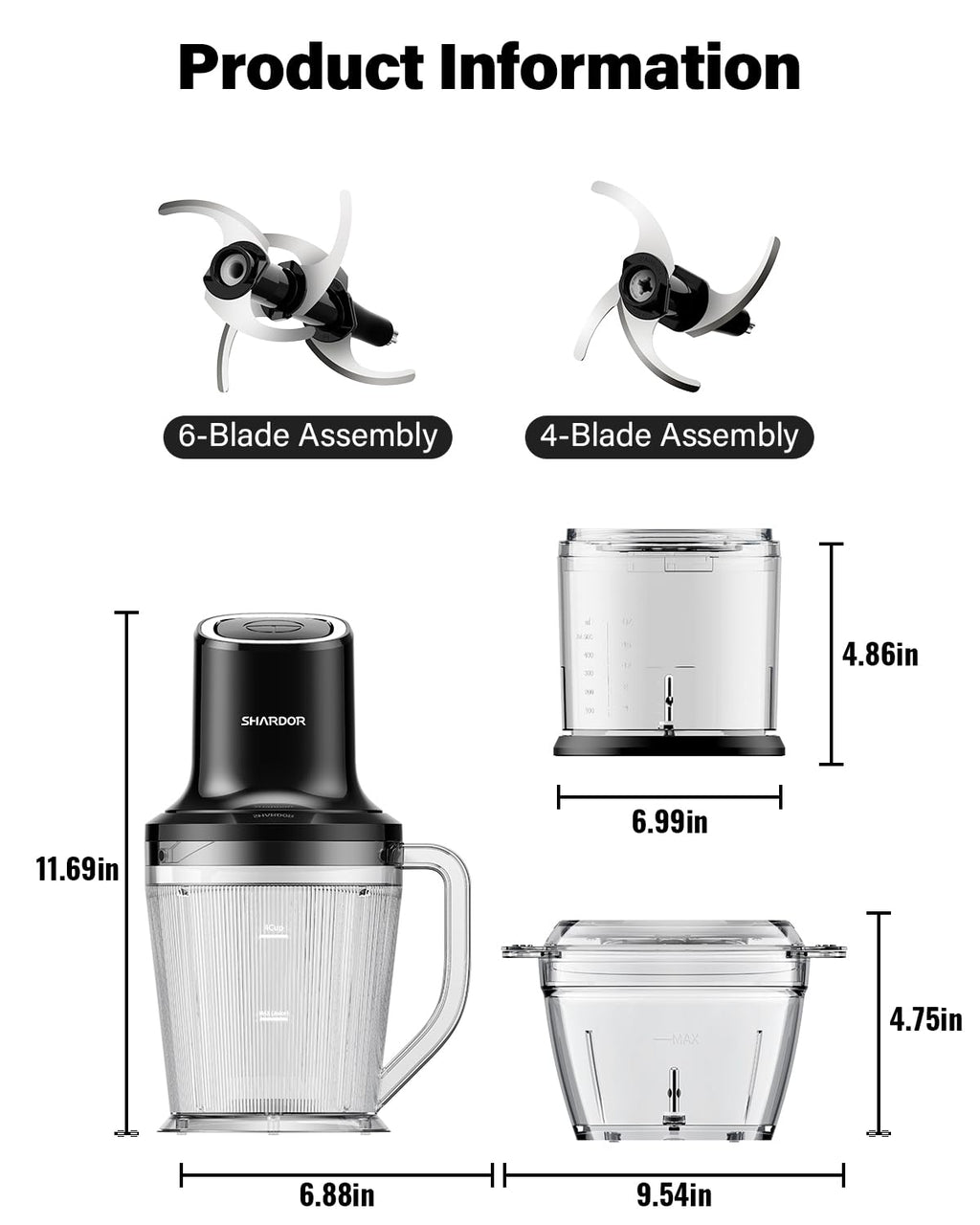 3-in-1 Small Food Processor Blender 400W with 6-Cup Jar G760911