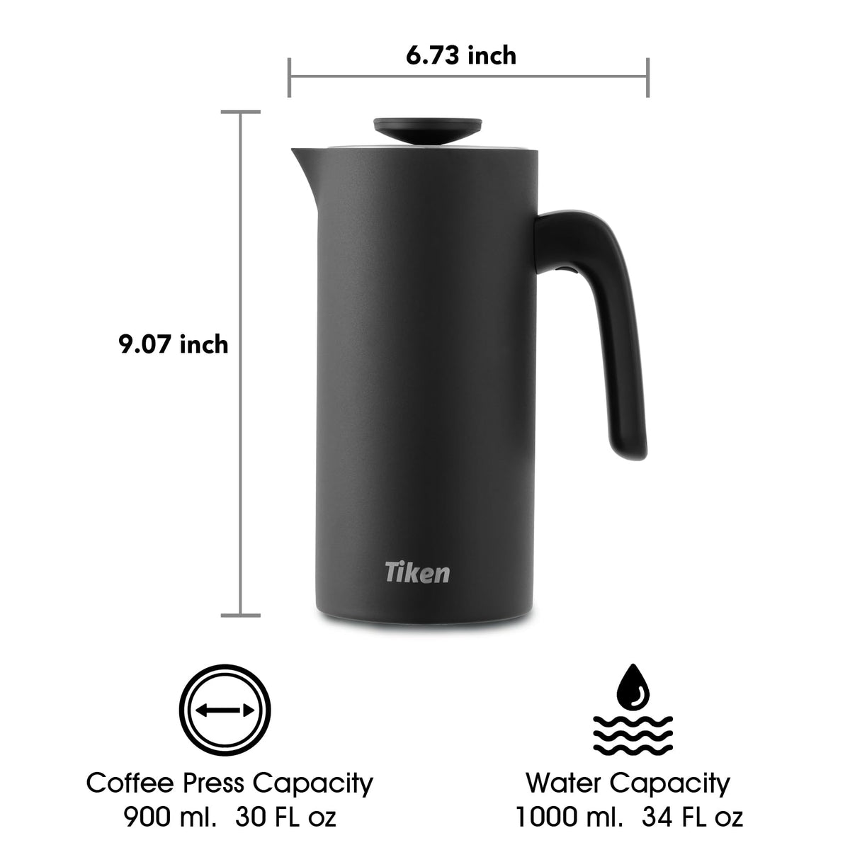 Black 34Oz Stainless Steel French Press Coffee Maker X620