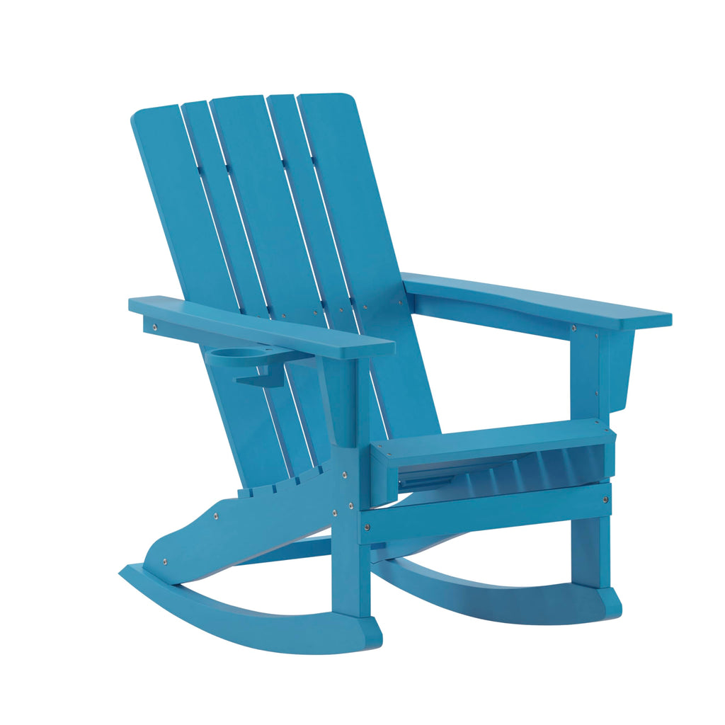 Blue Weather Resistant Poly Resin Adirondack Rocking Chair W268