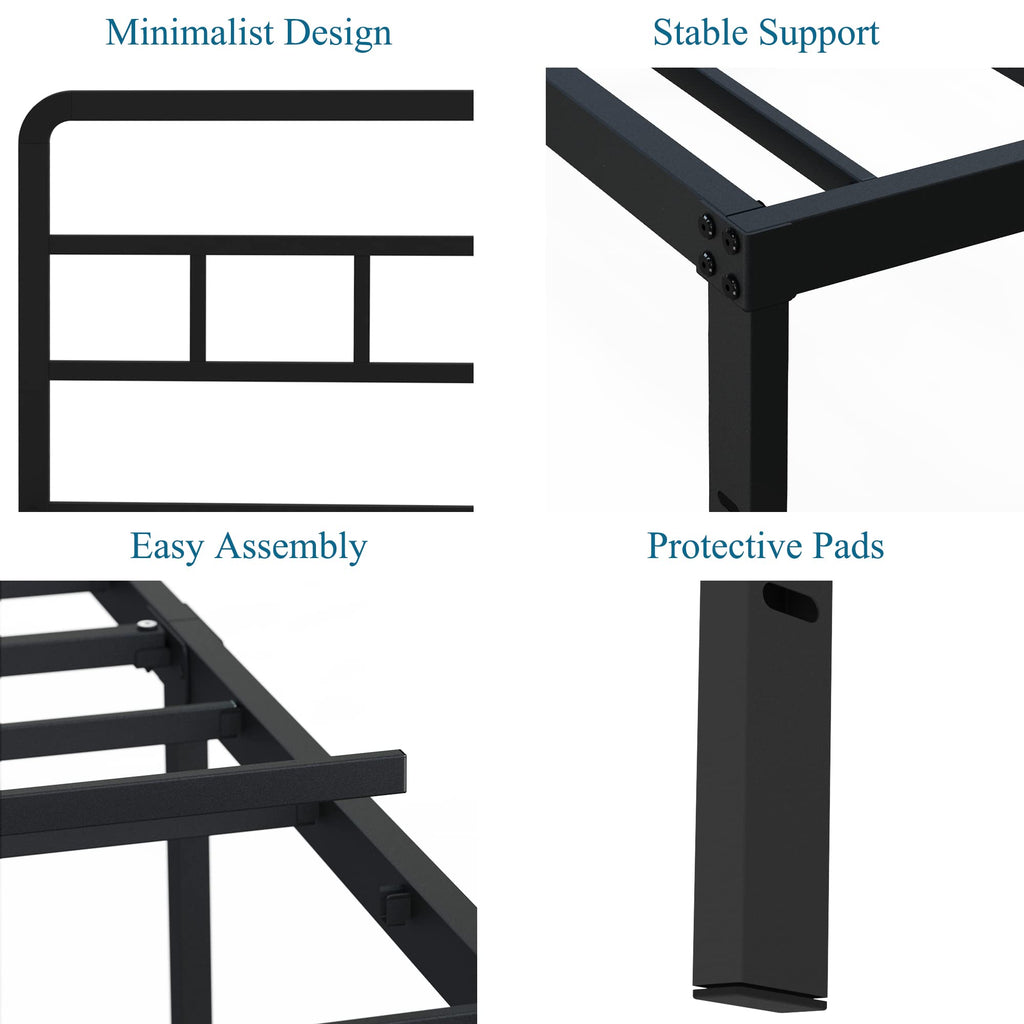 18 Inch Metal Queen Bed Frame with Headboard H124113