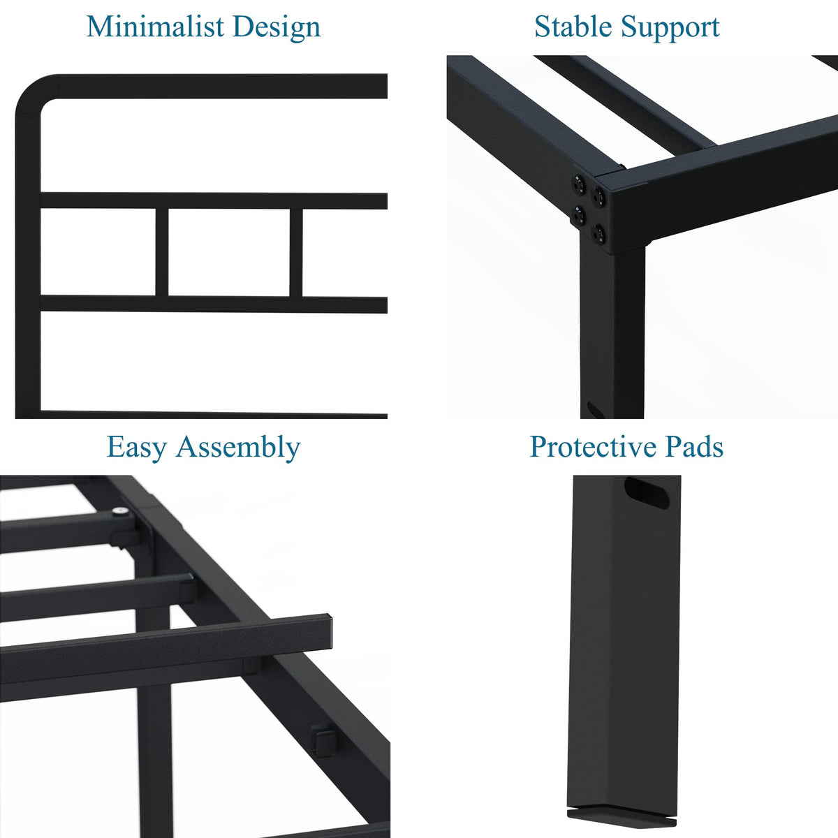 18 Inch Metal Queen Bed Frame with Headboard H124113