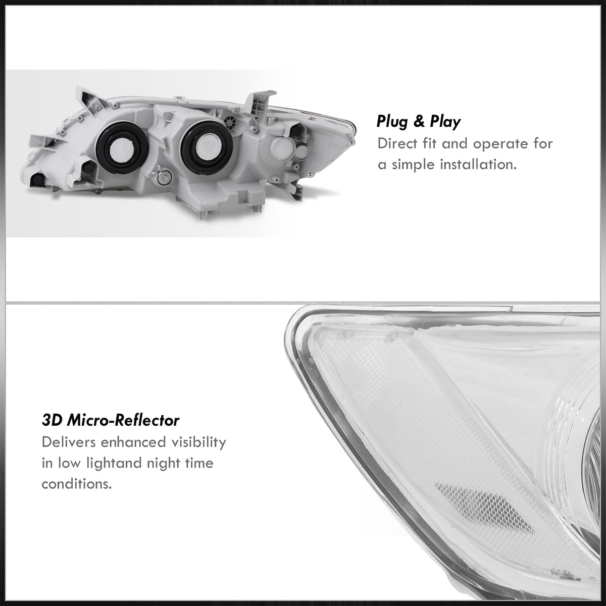 Projector Headlights Headlamps Signal Lamps Assembly Pair Set A65361