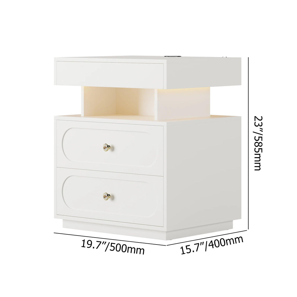 3-Drawer LED Nightstand with Light F8254