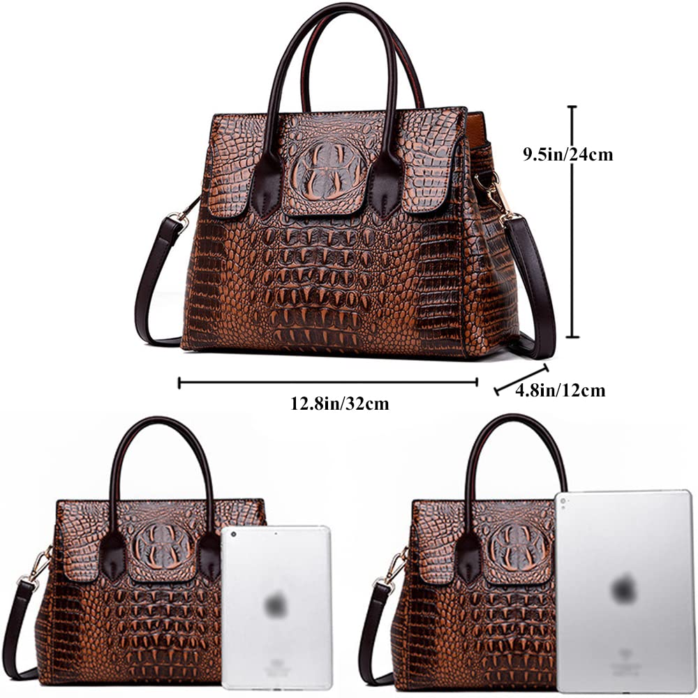 Embossed Faux Leather Satchel Handbag H566405