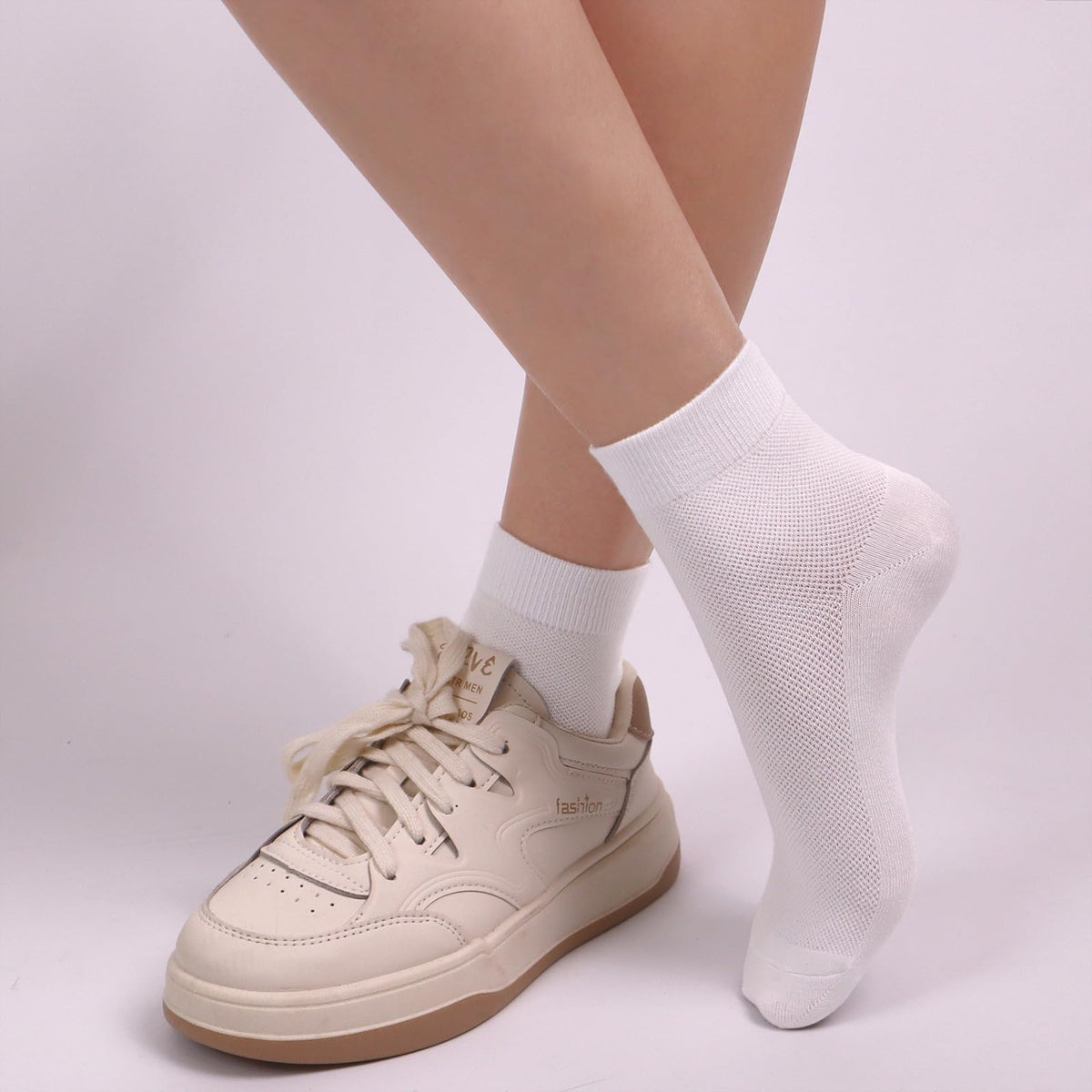 Women Thin Viscose Bamboo Above Ankle Crew Socks 5 Pairs Z41628