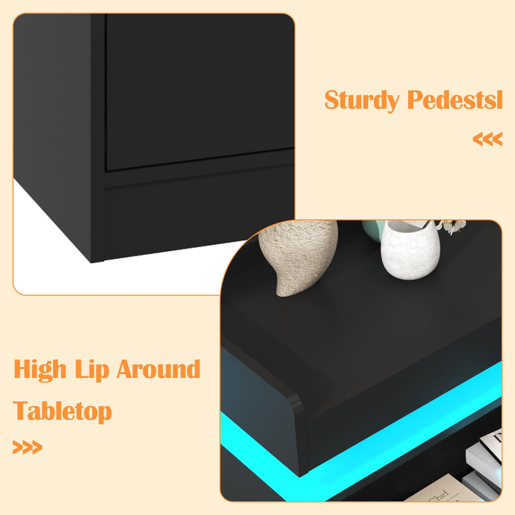 Black 9 Drawer Dresser with Charging Station and LED Lights Q99730