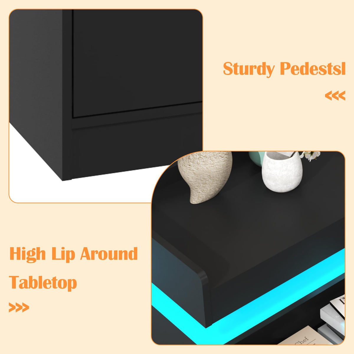 Black 9 Drawer Dresser with Charging Station and LED Lights Q99730