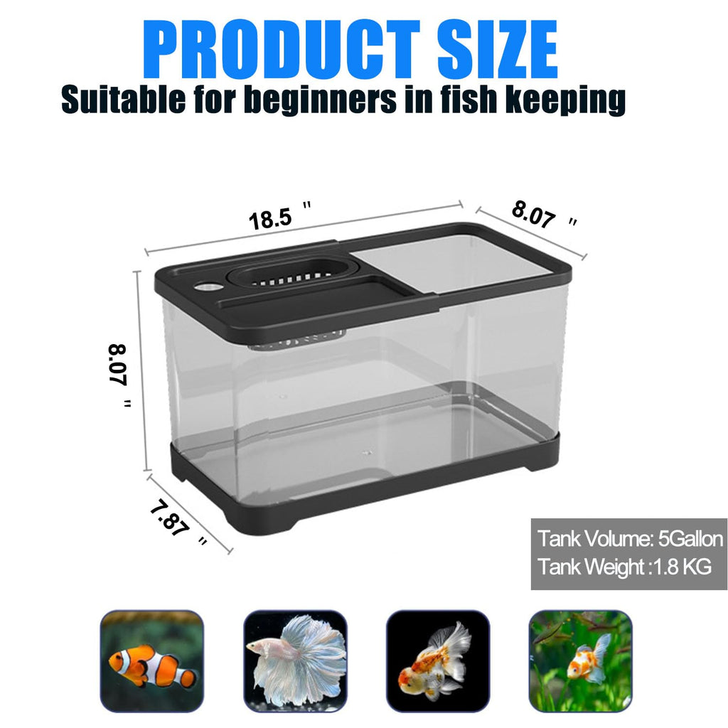 5 Gallon Plastic Aquarium Starter Kit with Filter and LED Light M473892