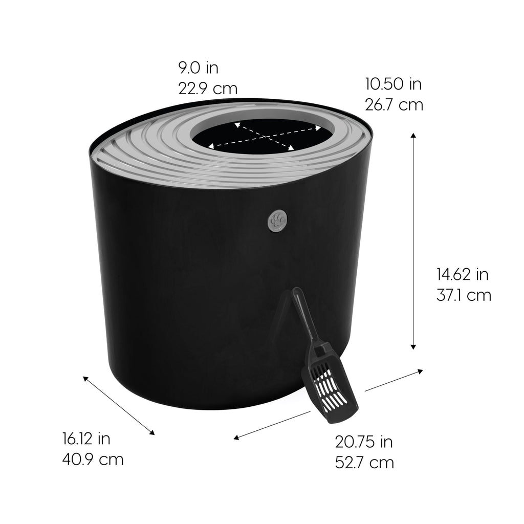 Top Entry Cat Litter Box, Large, Black/Gray G5399