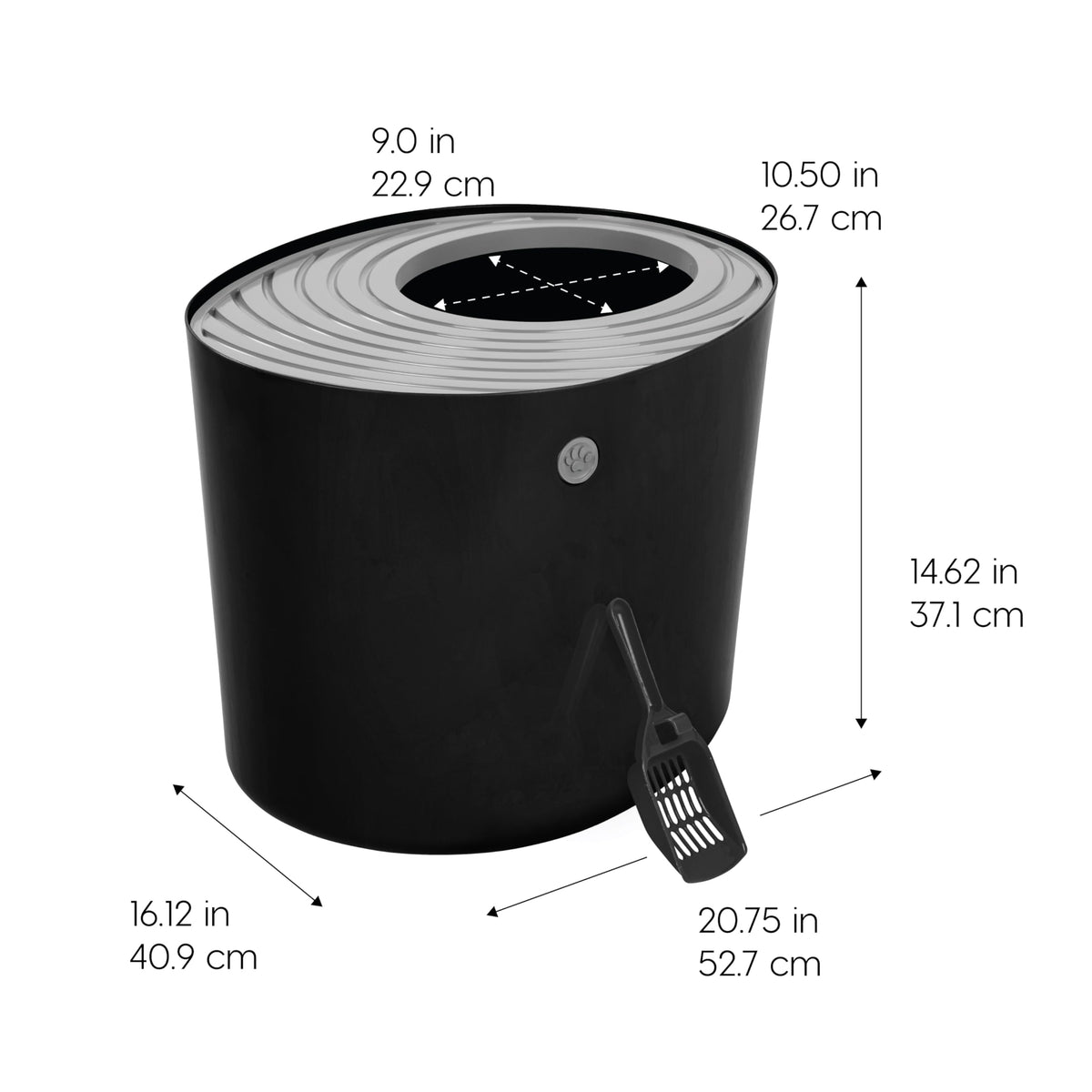 Top Entry Cat Litter Box, Large, Black/Gray G5399