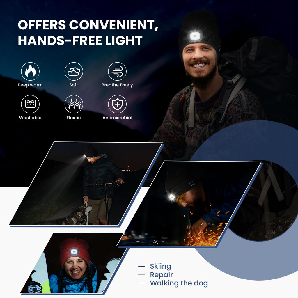 Bluetooth Beanie Hat with Light 2 Pack G156