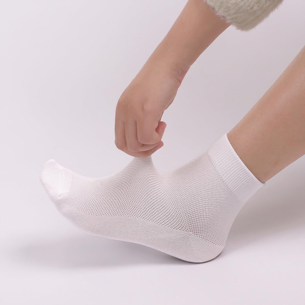 Women Thin Viscose Bamboo Above Ankle Crew Socks 5 Pairs Z41628