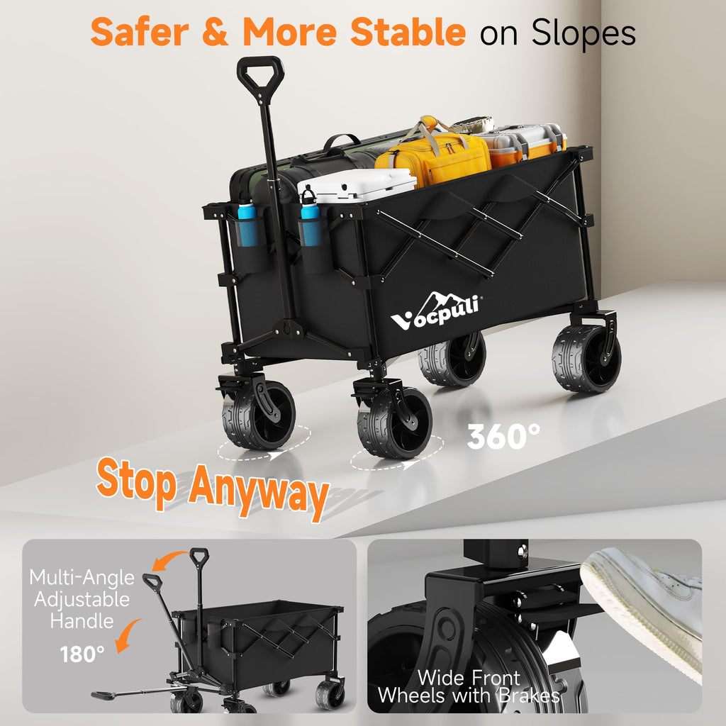 40" Black Collapsible Wagon Cart 500lbs 250L Z9062