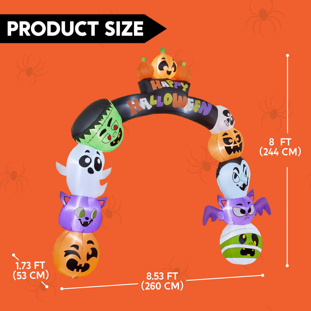 8 FT Halloween Inflatable Pumpkin Archway with LED Lights E7798