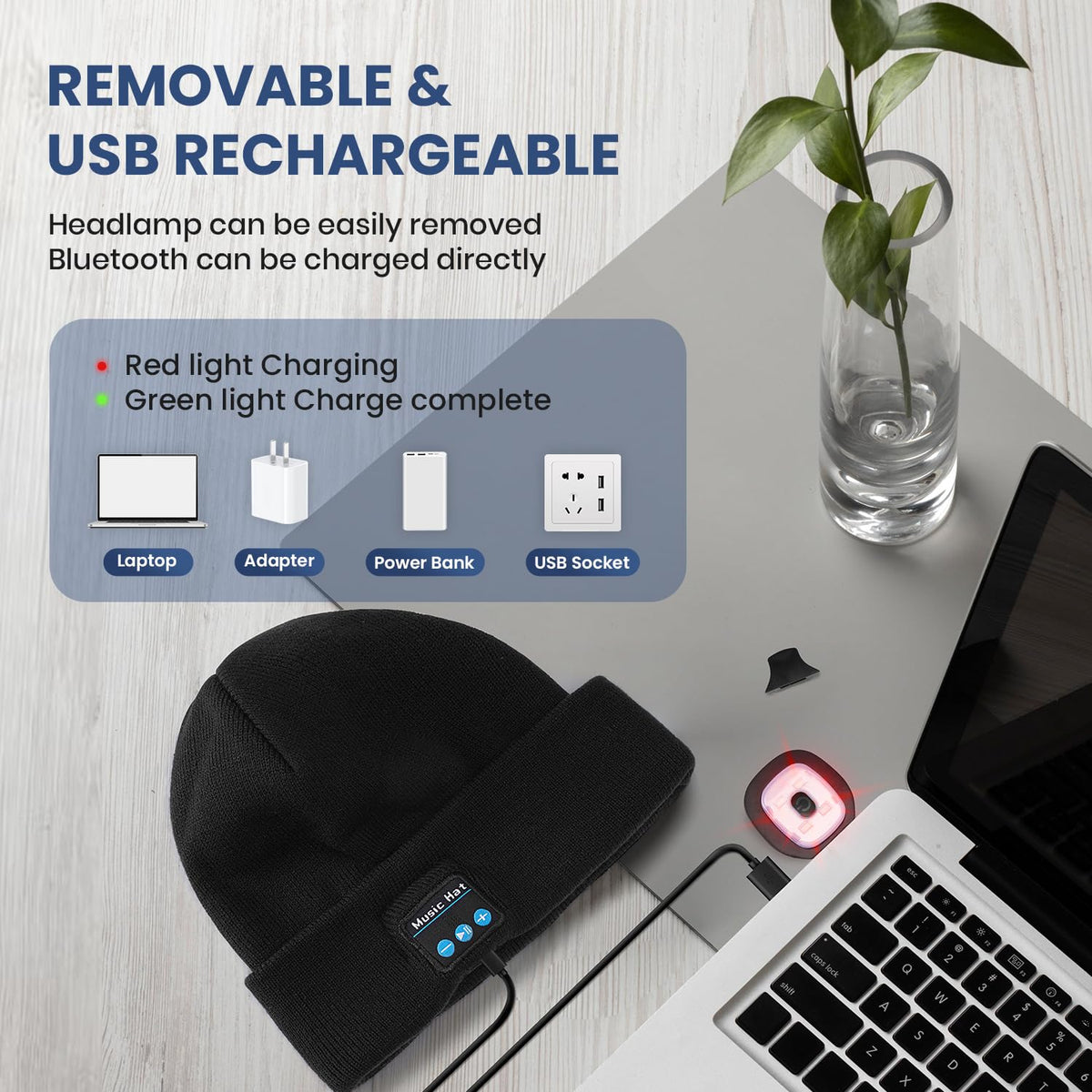 Bluetooth Beanie Hat with Light 2 Pack G156