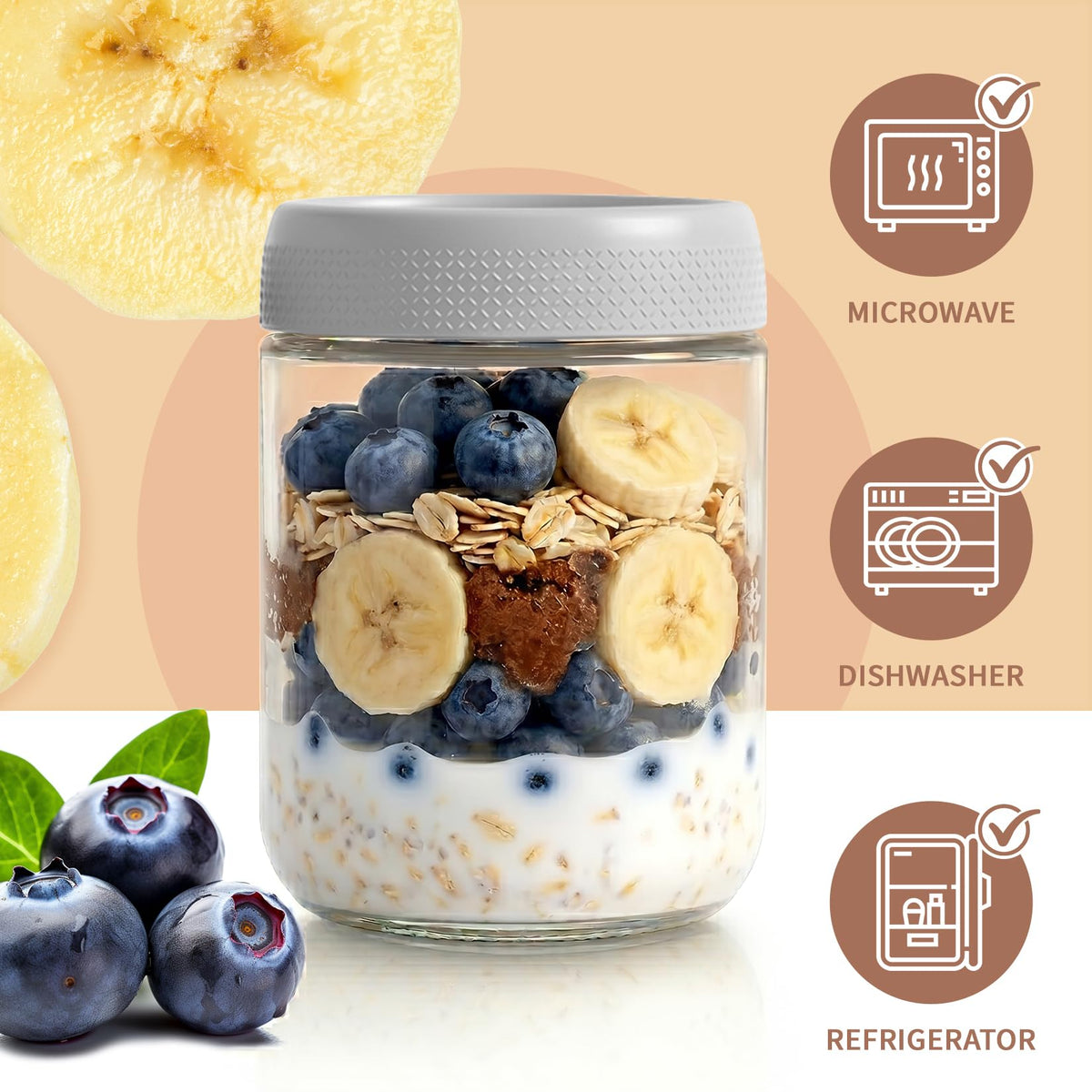 12 Pack 16 oz Glass Jars with Lid Y5541