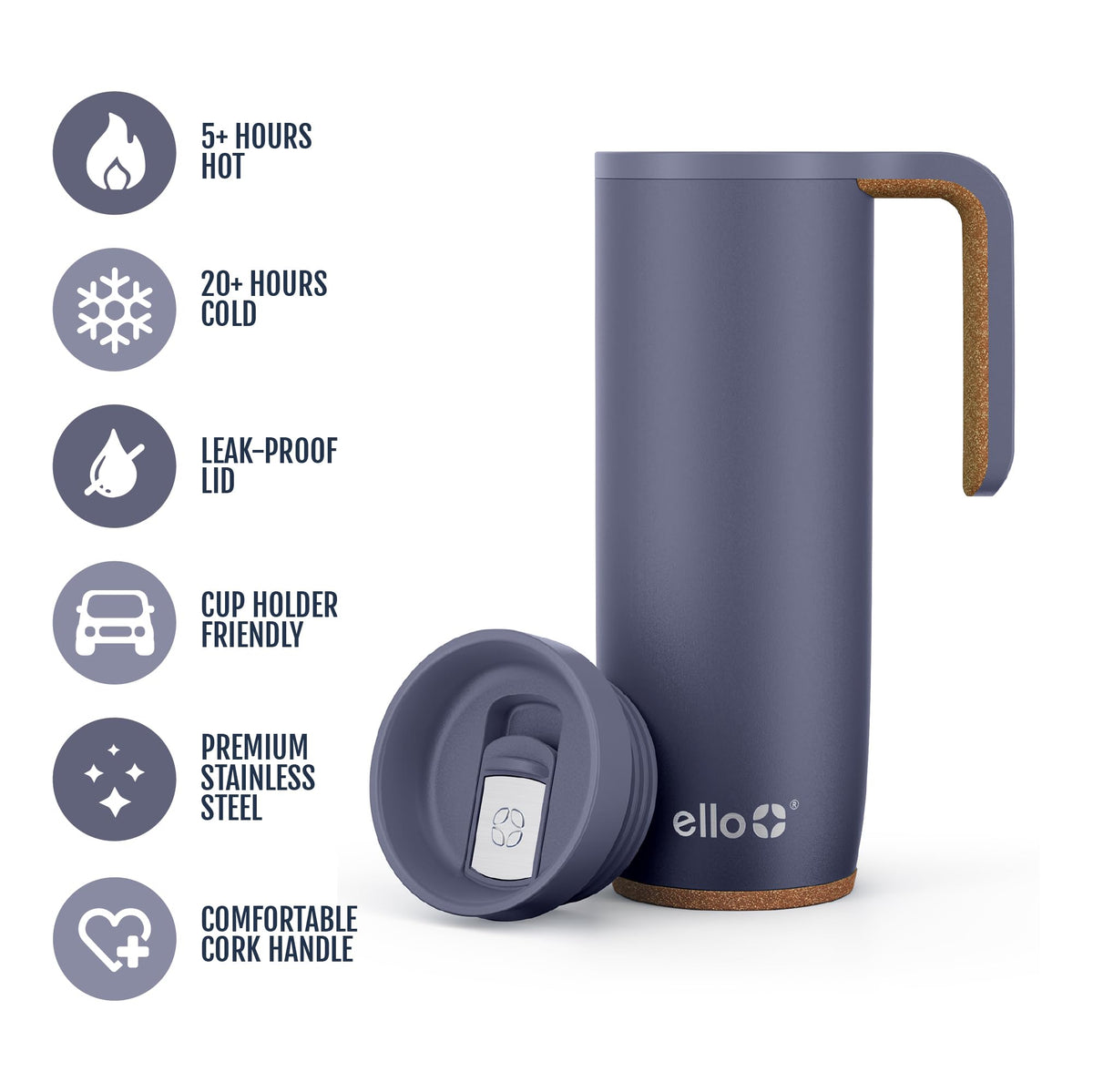 18oz Insulated Stainless Steel Travel Mug with Handle N140