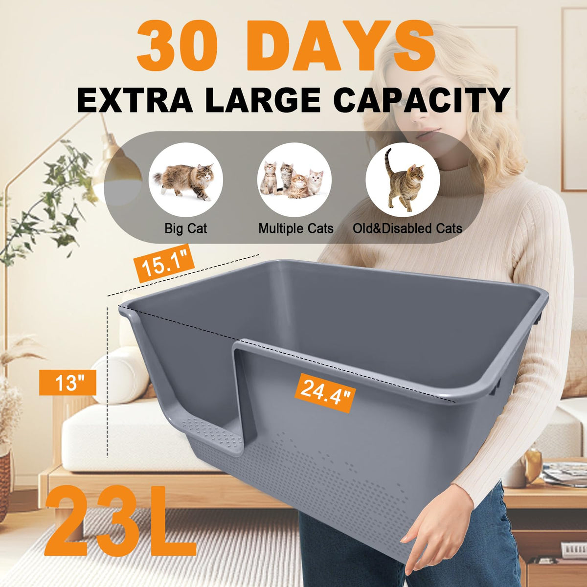 XL High Sides Cat Litter Box B331