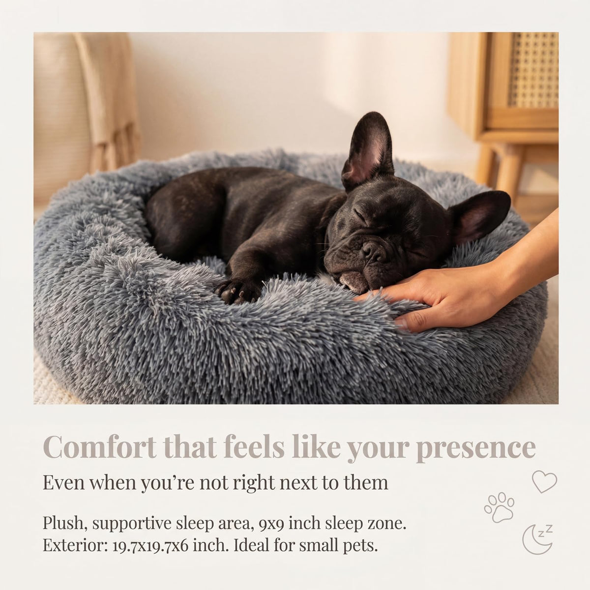 Small Anti-Anxiety Machine Washable Fluffy Round Dog Bed J3091