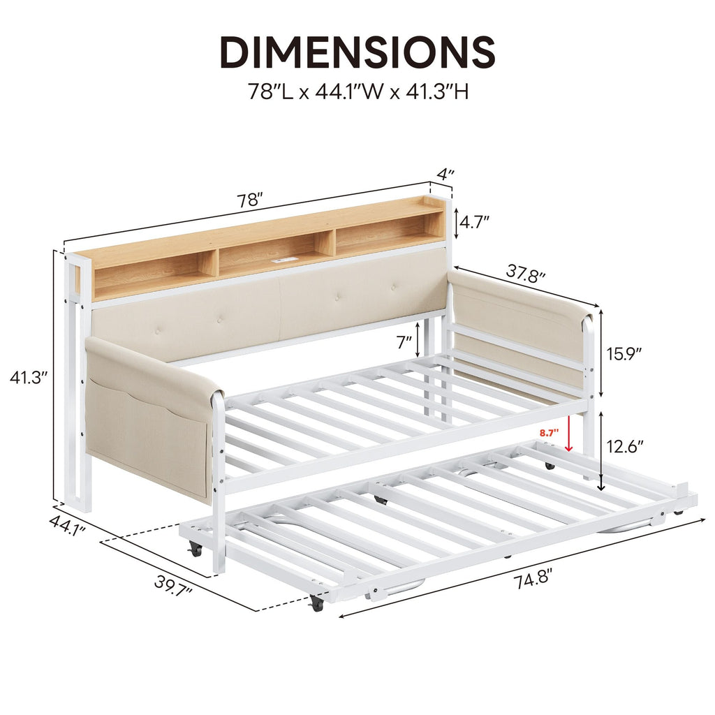 White Daybed with Trundle S490189