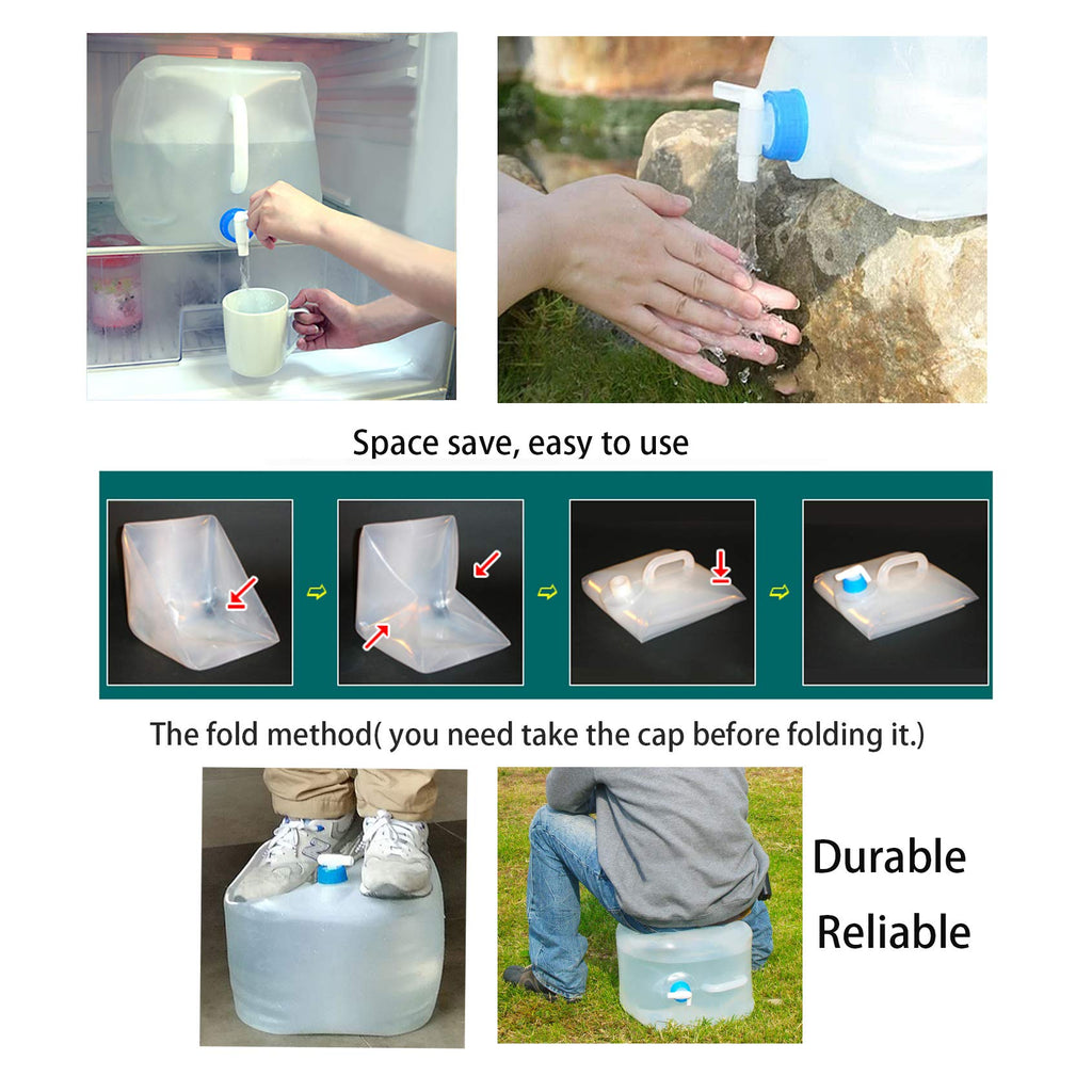 2 Pack 5.3 Gallon Collapsible Water Container with Spigot Z738