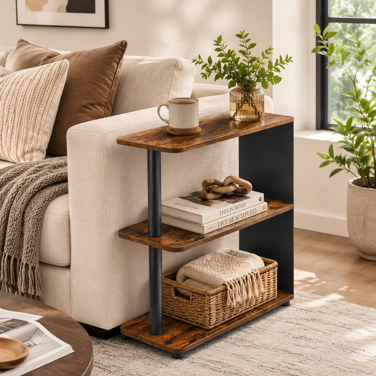 3-Tier Narrow Industrial End Table T60904