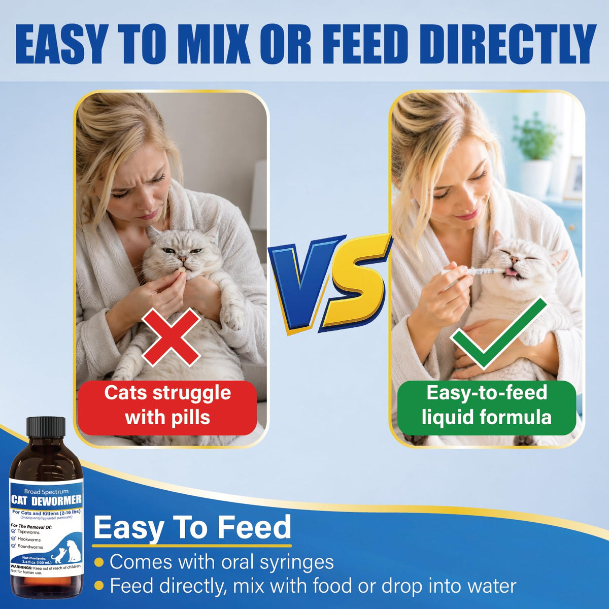 Cat Dewormer Liquid 100 mL with Oral Syringe U14536