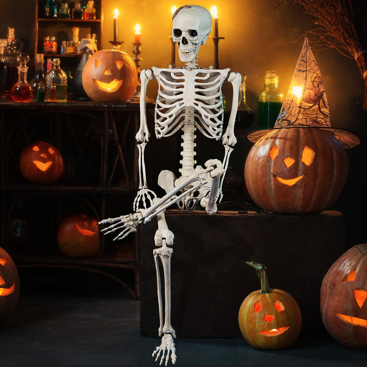 5.4 FT Life Size Posable Skeleton Decoration J351658