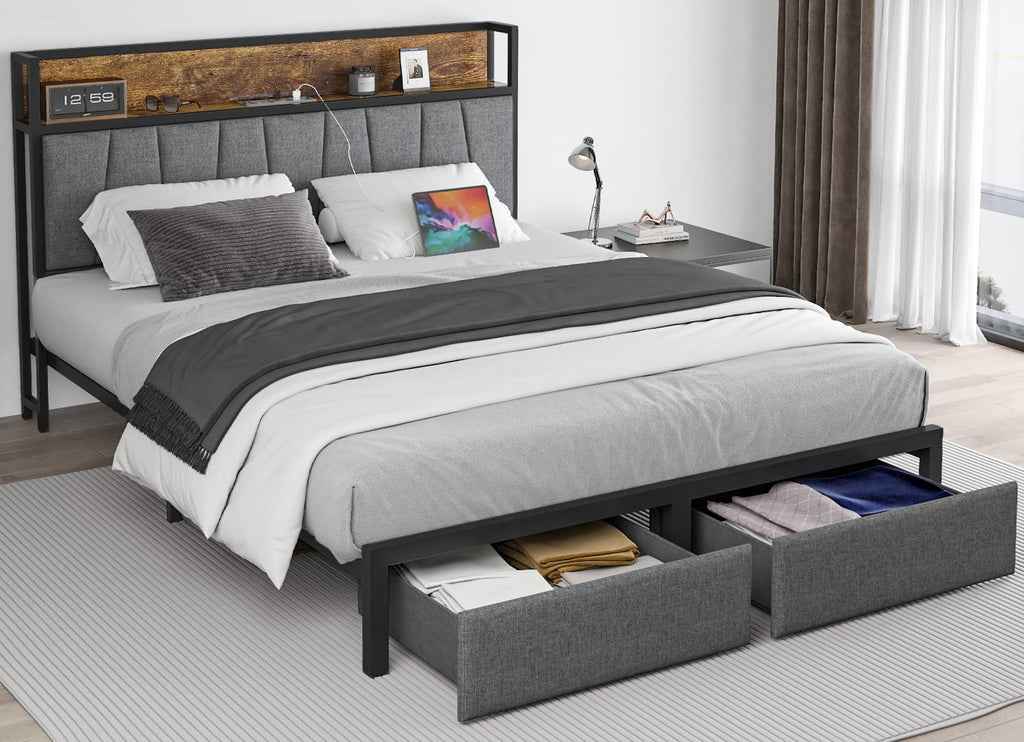 Full Size Storage Bed Frame with Headboard G221