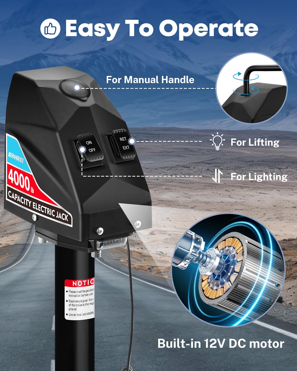 Electric Trailer Jack 4000lbs A-Frame O11733