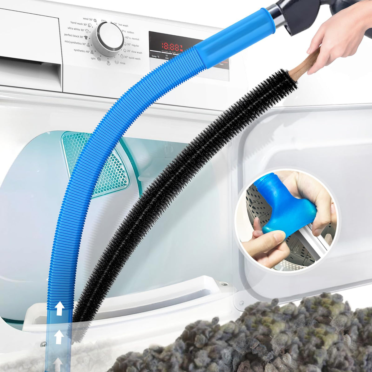 2Pcs Dryer Vent Cleaner Kit Vacuum Hose Attachment & Brush H802