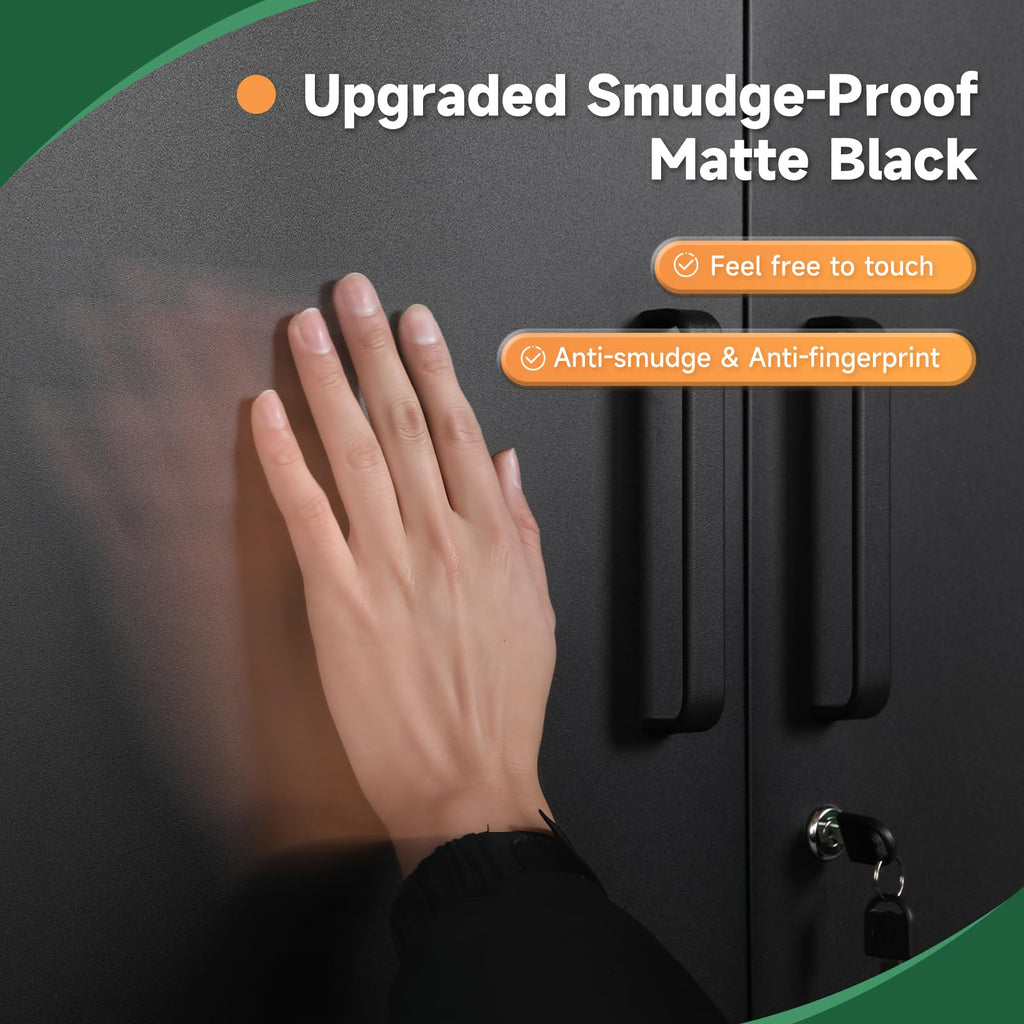Metal Garage Storage Cabinets with Lock, 72 Tall Steel Lockers, 5 Adjustable Shelves, Black S470233