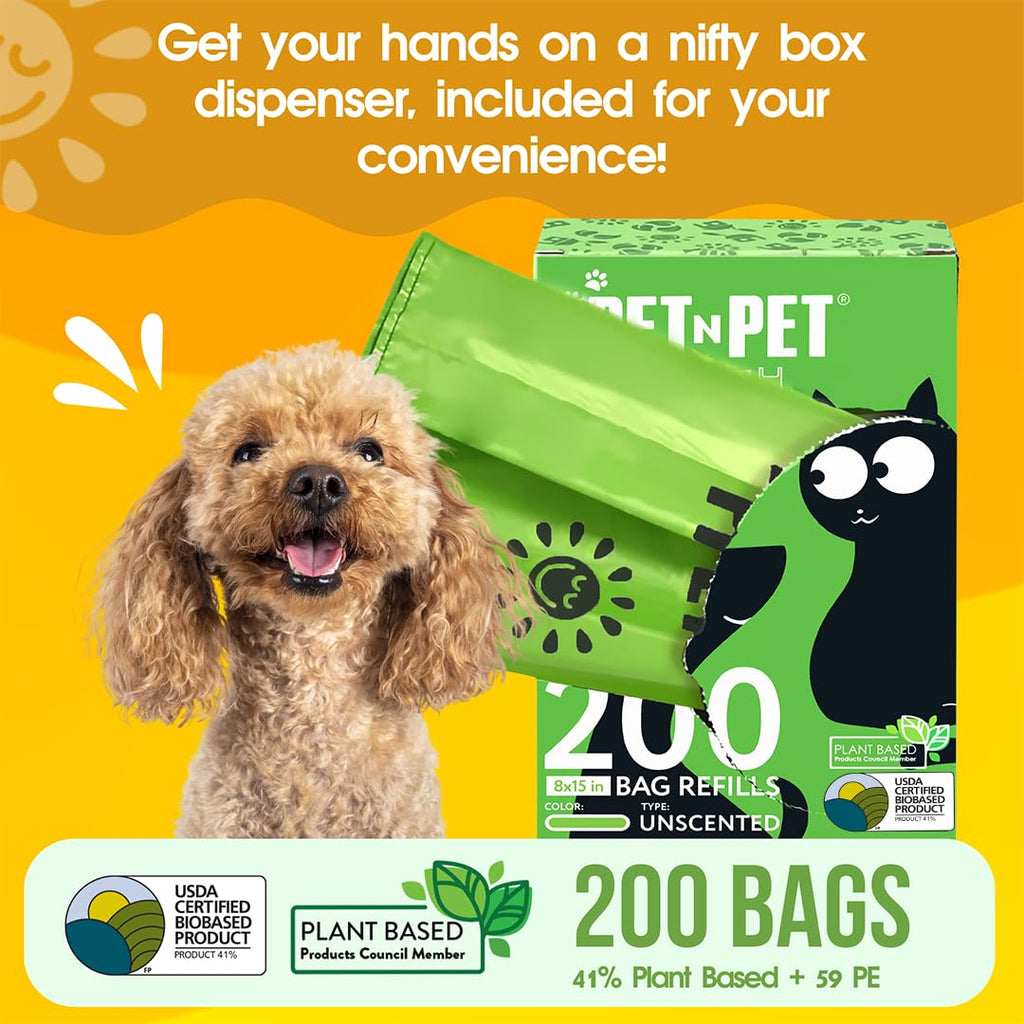 200 Count Unscented Tie Handles Poop Bags E658